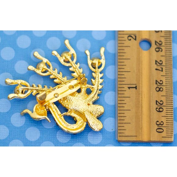 Vintage Golden Peacock Bird Brooch - M23 - Picture 2 of 2